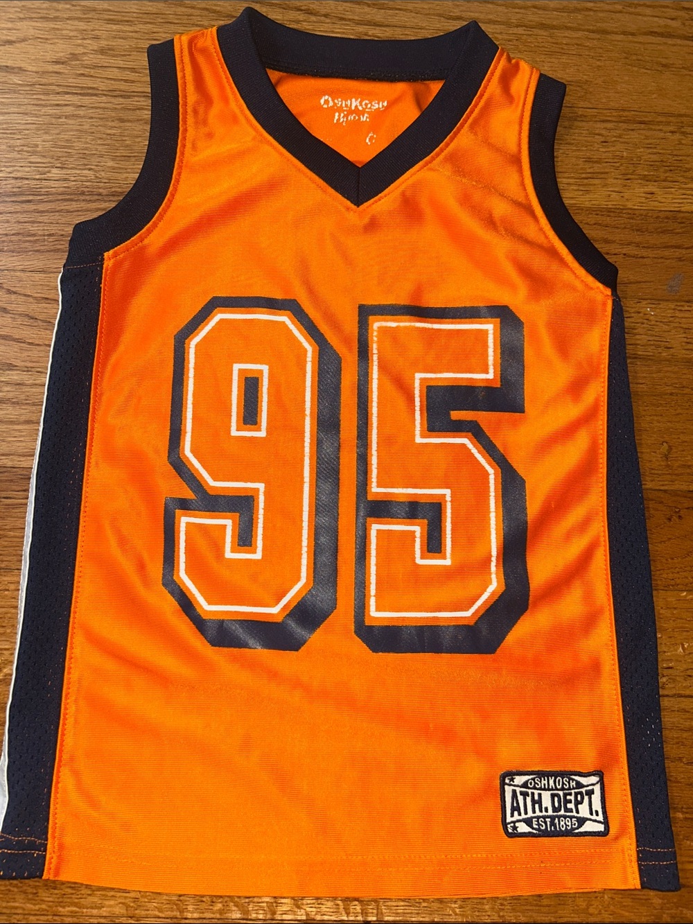Orange and Blue 95 Boys Athletic Jersey size 6